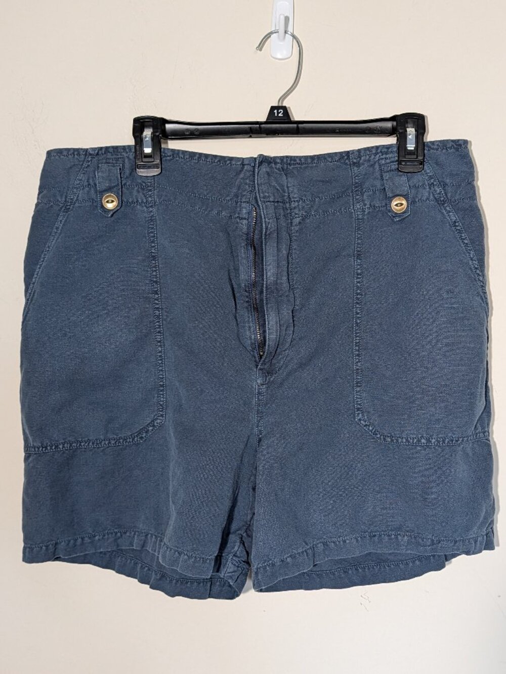 Sundance Linen Cotton Blend Shorts Dark Blue Size 14